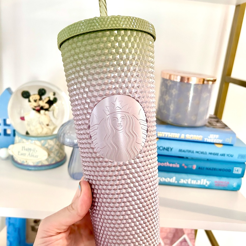 NWT Fall 2024 Starbucks Green and Purple Textured Tumbler